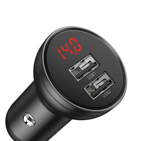 Baseus ładowarka samochodowa 2x USB 4,8A 24W z LCD + kabel 3w1 USB - USB Typ C / micro USB / Lightning 1,2m czarny (TZCCBX-0G) Baseus ładowarka samochodowa 2x USB 4,8A 24W z LCD + kabel 3w1 USB - USB Typ C / micro USB / Lightning 1,2m czarny (TZCCBX-0G)