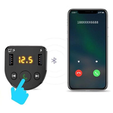 Dudao Transmiter FM Bluetooth ładowarka samochodowa MP3 3.1 A 2x USB czarny (R2Pro black) Dudao Transmiter FM Bluetooth ładowarka samochodowa MP3 3.1 A 2x USB czarny (R2Pro black)