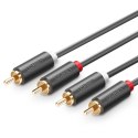 Kabel Ugreen AV104 10518 audio 2RCA (męski) / 2RCA (męski) 2m - szary