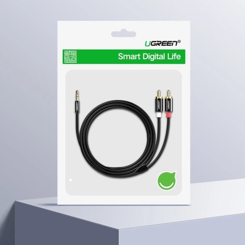 Kabel Ugreen AV116 10590 audio mini jack 3,5 mm (męski) / 2RCA (męski) 3m - czarny Kabel Ugreen AV116 10590 audio mini jack 3,5 mm (męski) / 2RCA (męski) 3m - czarny