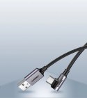 Kabel Ugreen US284 50941 USB-A (prosty) / USB-C (kątowy) 3A 1m - szary