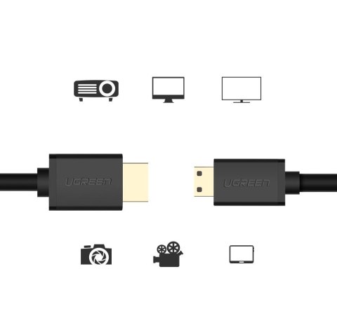 Ugreen kabel przewód HDMI - mini HDMI 19 pin 2.0v 4K 60Hz 30AWG 1,5m czarny (11167) Ugreen kabel przewód HDMI - mini HDMI 19 pin 2.0v 4K 60Hz 30AWG 1,5m czarny (11167)