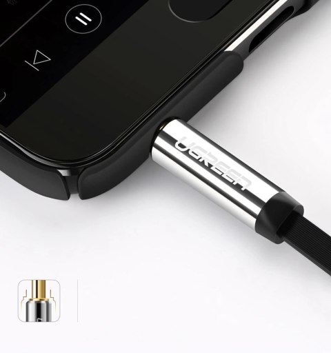 Ugreen płaski kabel przewód audio AUX 3,5 mm mini jack 5m srebrny (10729) Ugreen płaski kabel przewód audio AUX 3,5 mm mini jack 5m srebrny (10729)
