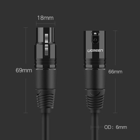 Kabel Ugreen AV130 66716 audio XLR (żeński) - XLR (męski) do mikrofonu / wzmacniacza 1m - czarny Kabel Ugreen AV130 66716 audio XLR (żeński) - XLR (męski) do mikrofonu / wzmacniacza 1m - czarny