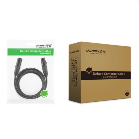 Kabel Ugreen AV130 66716 audio XLR (żeński) - XLR (męski) do mikrofonu / wzmacniacza 1m - czarny Kabel Ugreen AV130 66716 audio XLR (żeński) - XLR (męski) do mikrofonu / wzmacniacza 1m - czarny