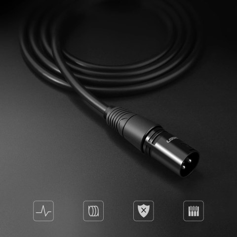 Kabel Ugreen AV130 66716 audio XLR (żeński) - XLR (męski) do mikrofonu / wzmacniacza 1m - czarny Kabel Ugreen AV130 66716 audio XLR (żeński) - XLR (męski) do mikrofonu / wzmacniacza 1m - czarny