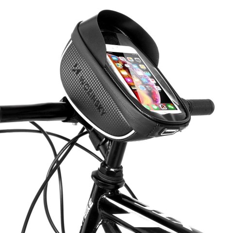 Wozinsky torba rowerowa na kierownicę z etui na telefon 1 l czarna (WBB16BK) Wozinsky torba rowerowa na kierownicę z etui na telefon 1 l czarna (WBB16BK)