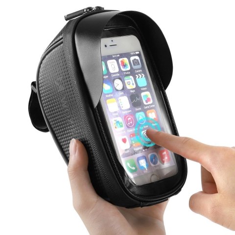 Wozinsky torba rowerowa na kierownicę z etui na telefon 1 l czarna (WBB16BK) Wozinsky torba rowerowa na kierownicę z etui na telefon 1 l czarna (WBB16BK)