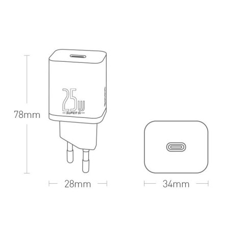 Baseus Super Si 1C szybka ładowarka USB Typ C 25W Power Delivery Quick Charge biały (CCSP020102) Baseus Super Si 1C szybka ładowarka USB Typ C 25W Power Delivery Quick Charge biały (CCSP020102)