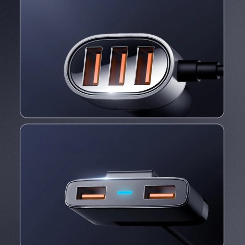 Joyroom szybka ładowarka samochodowa 5x USB 6,2 A z przedłużaczem czarny (JR-CL03) Joyroom szybka ładowarka samochodowa 5x USB 6,2 A z przedłużaczem czarny (JR-CL03)