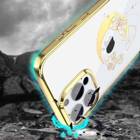 Kingxbar Moon Series luksusowe etui z Kryształami Swarovskiego na iPhone 13 Pro złoty (Butterfly) Kingxbar Moon Series luksusowe etui z Kryształami Swarovskiego na iPhone 13 Pro złoty (Butterfly)