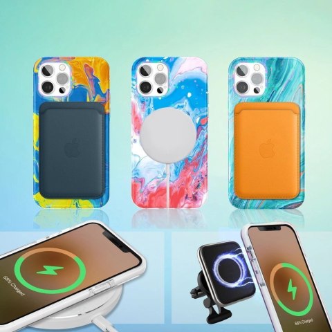 Kingxbar Watercolour Series kolorowe etui do iPhone 12 Pro Max różowo-zielony Kingxbar Watercolour Series kolorowe etui do iPhone 12 Pro Max różowo-zielony