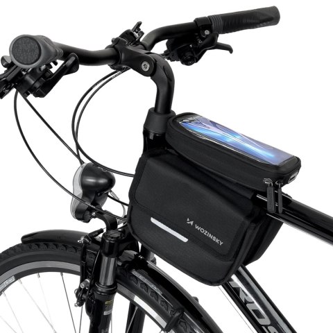 Wozinsky torba rowerowa na ramę sakwa na rower wodoodporne etui na telefon 1,5l czarny (WBB26BK) Wozinsky torba rowerowa na ramę sakwa na rower wodoodporne etui na telefon 1,5l czarny (WBB26BK)