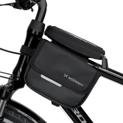 Wozinsky torba rowerowa na ramę sakwa na rower wodoodporne etui na telefon 1,5l czarny (WBB26BK) Wozinsky torba rowerowa na ramę sakwa na rower wodoodporne etui na telefon 1,5l czarny (WBB26BK)