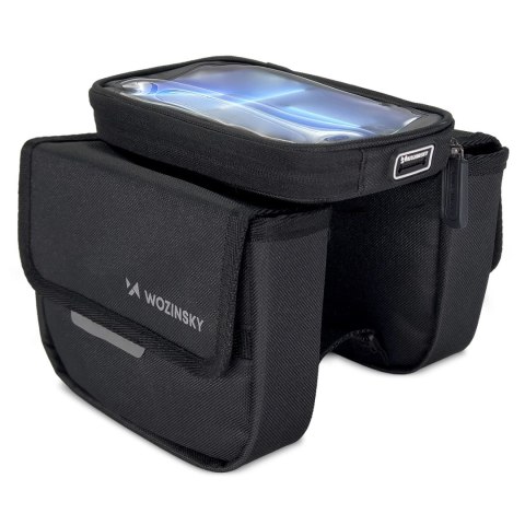 Wozinsky torba rowerowa na ramę sakwa na rower wodoodporne etui na telefon 1,5l czarny (WBB26BK) Wozinsky torba rowerowa na ramę sakwa na rower wodoodporne etui na telefon 1,5l czarny (WBB26BK)