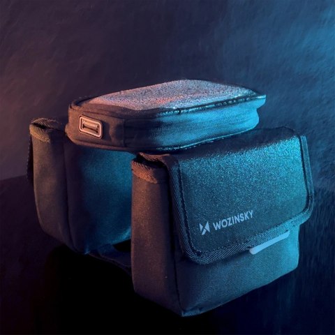 Wozinsky torba rowerowa na ramę sakwa na rower wodoodporne etui na telefon 1,5l czarny (WBB26BK) Wozinsky torba rowerowa na ramę sakwa na rower wodoodporne etui na telefon 1,5l czarny (WBB26BK)