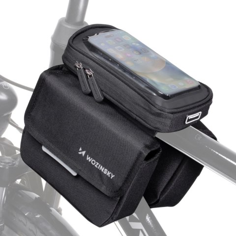 Wozinsky torba rowerowa na ramę sakwa na rower wodoodporne etui na telefon 1,5l czarny (WBB26BK) Wozinsky torba rowerowa na ramę sakwa na rower wodoodporne etui na telefon 1,5l czarny (WBB26BK)