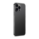 Baseus Frosted Glass Case etui pokrowiec do iPhone 13 Pro Max sztywna obudowa z żelową ramką czarny (ARWS001101)