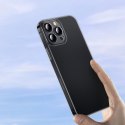 Baseus Frosted Glass Case etui pokrowiec do iPhone 13 Pro Max sztywna obudowa z żelową ramką czarny (ARWS001101)