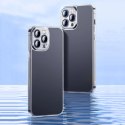 Baseus Frosted Glass Case etui pokrowiec do iPhone 13 Pro Max sztywna obudowa z żelową ramką czarny (ARWS001101)