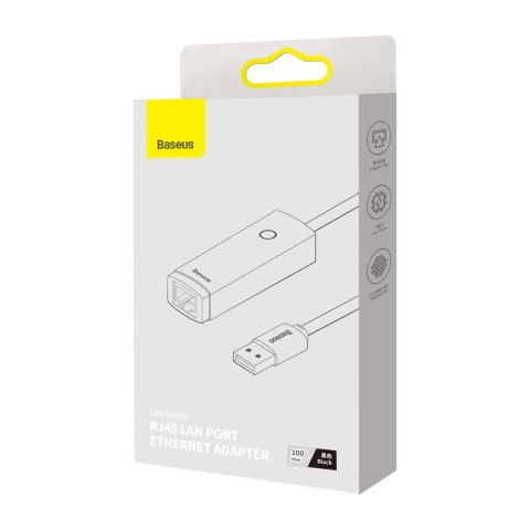 Baseus Lite Series adapter USB Typ A - RJ45 gniazdo LAN 100Mbps czarny (WKQX000001) Baseus Lite Series adapter USB Typ A - RJ45 gniazdo LAN 100Mbps czarny (WKQX000001)