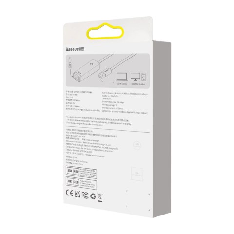 Baseus Lite Series adapter USB Typ A - RJ45 gniazdo LAN 100Mbps czarny (WKQX000001) Baseus Lite Series adapter USB Typ A - RJ45 gniazdo LAN 100Mbps czarny (WKQX000001)