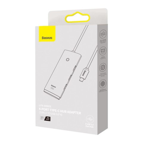 Baseus Lite Series przejściówka HUB USB Typ C - 4x USB 3.0 25cm czarny (WKQX030301) Baseus Lite Series przejściówka HUB USB Typ C - 4x USB 3.0 25cm czarny (WKQX030301)