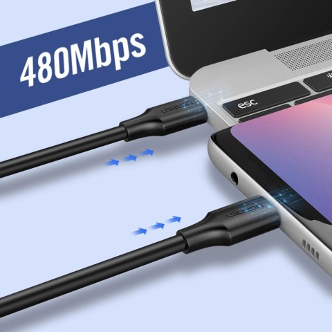 Kabel Ugreen US286 USB-C - USB-C 3A 480Mb/s 3m - czarny Kabel Ugreen US286 USB-C - USB-C 3A 480Mb/s 3m - czarny