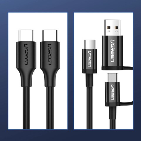Kabel Ugreen US286 USB-C - USB-C 3A 480Mb/s 3m - czarny Kabel Ugreen US286 USB-C - USB-C 3A 480Mb/s 3m - czarny