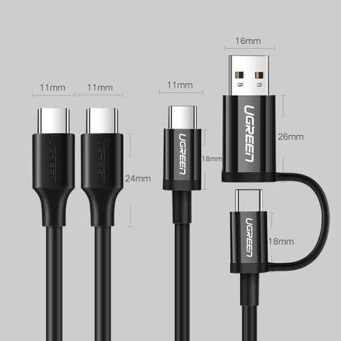 Kabel Ugreen US286 USB-C - USB-C 3A 480Mb/s 3m - czarny Kabel Ugreen US286 USB-C - USB-C 3A 480Mb/s 3m - czarny
