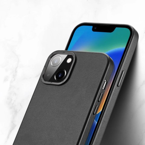 Dux Ducis Grit skórzane etui do iPhone 14 Plus elegancki pokrowiec ze sztucznej skóry (kompatybilne z MagSafe) czarny Dux Ducis Grit skórzane etui do iPhone 14 Plus elegancki pokrowiec ze sztucznej skóry (kompatybilne z MagSafe) czarny