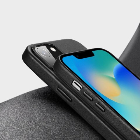 Dux Ducis Grit skórzane etui do iPhone 14 Plus elegancki pokrowiec ze sztucznej skóry (kompatybilne z MagSafe) czarny Dux Ducis Grit skórzane etui do iPhone 14 Plus elegancki pokrowiec ze sztucznej skóry (kompatybilne z MagSafe) czarny