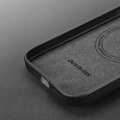 Dux Ducis Grit skórzane etui do iPhone 14 Plus elegancki pokrowiec ze sztucznej skóry (kompatybilne z MagSafe) czarny Dux Ducis Grit skórzane etui do iPhone 14 Plus elegancki pokrowiec ze sztucznej skóry (kompatybilne z MagSafe) czarny