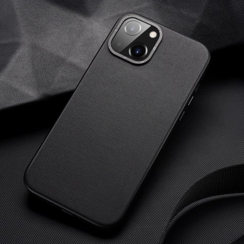 Dux Ducis Grit skórzane etui do iPhone 14 Plus elegancki pokrowiec ze sztucznej skóry (kompatybilne z MagSafe) czarny Dux Ducis Grit skórzane etui do iPhone 14 Plus elegancki pokrowiec ze sztucznej skóry (kompatybilne z MagSafe) czarny