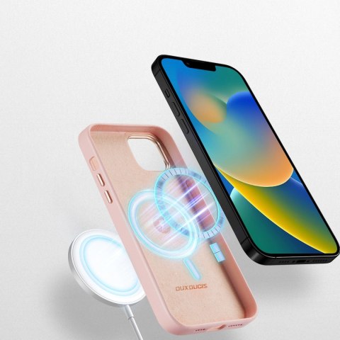 Dux Ducis Grit skórzane etui do iPhone 14 Plus elegancki pokrowiec ze sztucznej skóry (kompatybilne z MagSafe) różowy Dux Ducis Grit skórzane etui do iPhone 14 Plus elegancki pokrowiec ze sztucznej skóry (kompatybilne z MagSafe) różowy
