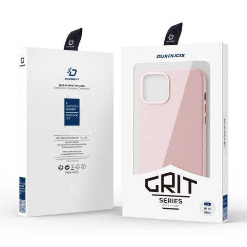 Dux Ducis Grit skórzane etui do iPhone 14 Plus elegancki pokrowiec ze sztucznej skóry (kompatybilne z MagSafe) różowy Dux Ducis Grit skórzane etui do iPhone 14 Plus elegancki pokrowiec ze sztucznej skóry (kompatybilne z MagSafe) różowy
