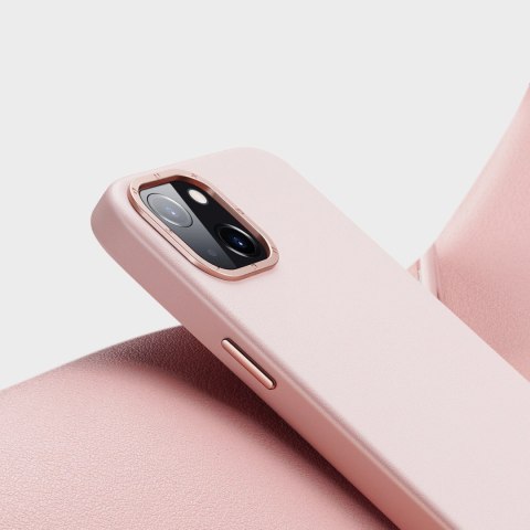Dux Ducis Grit skórzane etui do iPhone 14 Plus elegancki pokrowiec ze sztucznej skóry (kompatybilne z MagSafe) różowy Dux Ducis Grit skórzane etui do iPhone 14 Plus elegancki pokrowiec ze sztucznej skóry (kompatybilne z MagSafe) różowy