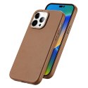 Dux Ducis Grit skórzane etui do iPhone 14 Pro Max elegancki pokrowiec ze sztucznej skóry (kompatybilne z MagSafe) brązowy