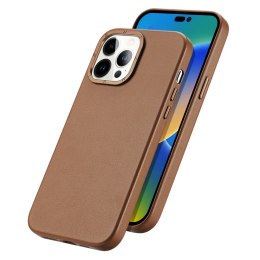 Dux Ducis Grit skórzane etui do iPhone 14 Pro Max elegancki pokrowiec ze sztucznej skóry (kompatybilne z MagSafe) brązowy