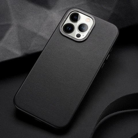Dux Ducis Grit skórzane etui do iPhone 14 Pro Max elegancki pokrowiec ze sztucznej skóry (kompatybilne z MagSafe) czarny Dux Ducis Grit skórzane etui do iPhone 14 Pro Max elegancki pokrowiec ze sztucznej skóry (kompatybilne z MagSafe) czarny