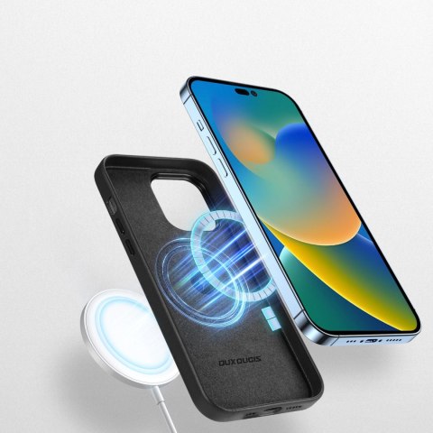 Dux Ducis Grit skórzane etui do iPhone 14 Pro elegancki pokrowiec ze sztucznej skóry (kompatybilne z MagSafe) czarny Dux Ducis Grit skórzane etui do iPhone 14 Pro elegancki pokrowiec ze sztucznej skóry (kompatybilne z MagSafe) czarny
