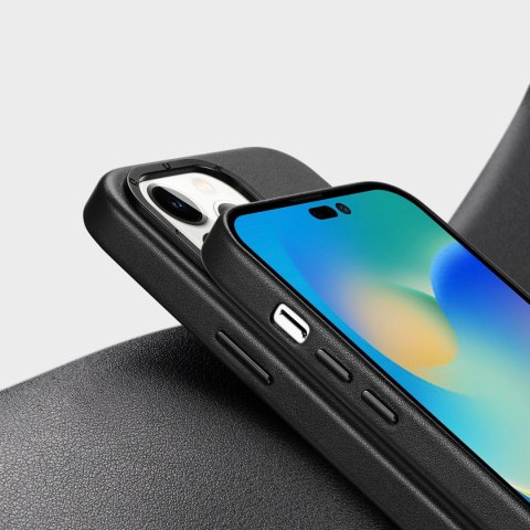 Dux Ducis Grit skórzane etui do iPhone 14 Pro elegancki pokrowiec ze sztucznej skóry (kompatybilne z MagSafe) czarny Dux Ducis Grit skórzane etui do iPhone 14 Pro elegancki pokrowiec ze sztucznej skóry (kompatybilne z MagSafe) czarny