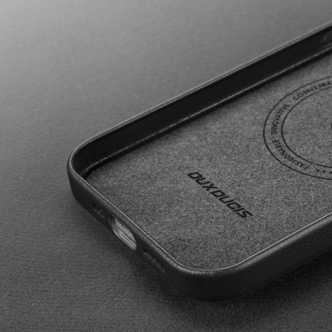 Dux Ducis Grit skórzane etui do iPhone 14 Pro elegancki pokrowiec ze sztucznej skóry (kompatybilne z MagSafe) czarny Dux Ducis Grit skórzane etui do iPhone 14 Pro elegancki pokrowiec ze sztucznej skóry (kompatybilne z MagSafe) czarny