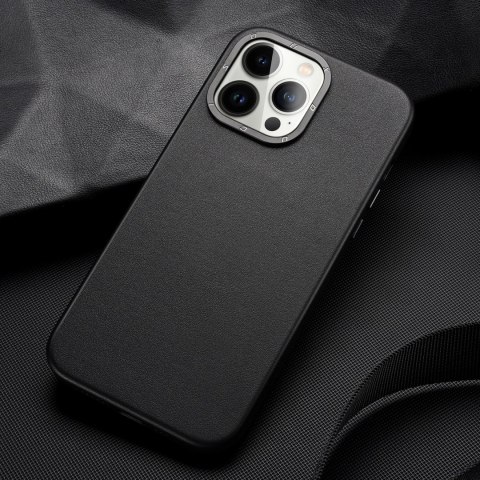 Dux Ducis Grit skórzane etui do iPhone 14 Pro elegancki pokrowiec ze sztucznej skóry (kompatybilne z MagSafe) czarny Dux Ducis Grit skórzane etui do iPhone 14 Pro elegancki pokrowiec ze sztucznej skóry (kompatybilne z MagSafe) czarny