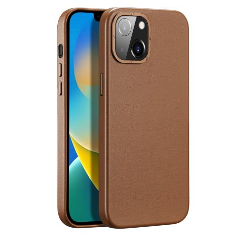 Dux Ducis Grit skórzane etui do iPhone 14 elegancki pokrowiec ze sztucznej skóry (kompatybilne z MagSafe) brązowy Dux Ducis Grit skórzane etui do iPhone 14 elegancki pokrowiec ze sztucznej skóry (kompatybilne z MagSafe) brązowy