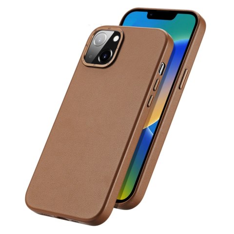 Dux Ducis Grit skórzane etui do iPhone 14 elegancki pokrowiec ze sztucznej skóry (kompatybilne z MagSafe) brązowy Dux Ducis Grit skórzane etui do iPhone 14 elegancki pokrowiec ze sztucznej skóry (kompatybilne z MagSafe) brązowy