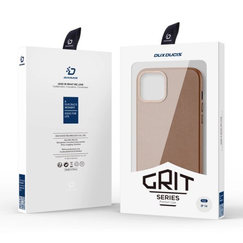 Dux Ducis Grit skórzane etui do iPhone 14 elegancki pokrowiec ze sztucznej skóry (kompatybilne z MagSafe) brązowy Dux Ducis Grit skórzane etui do iPhone 14 elegancki pokrowiec ze sztucznej skóry (kompatybilne z MagSafe) brązowy