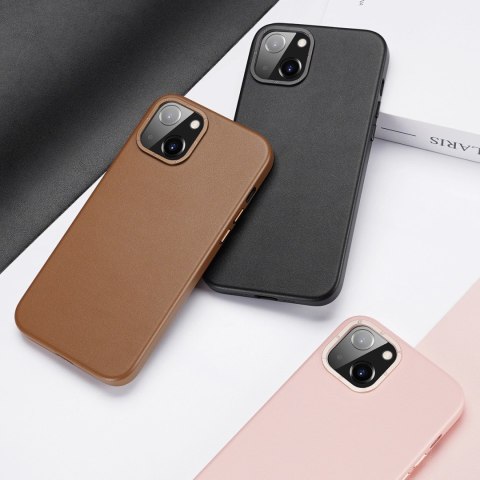 Dux Ducis Grit skórzane etui do iPhone 14 elegancki pokrowiec ze sztucznej skóry (kompatybilne z MagSafe) brązowy Dux Ducis Grit skórzane etui do iPhone 14 elegancki pokrowiec ze sztucznej skóry (kompatybilne z MagSafe) brązowy