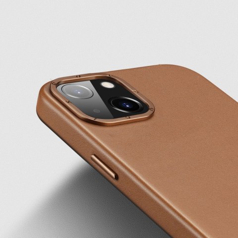 Dux Ducis Grit skórzane etui do iPhone 14 elegancki pokrowiec ze sztucznej skóry (kompatybilne z MagSafe) brązowy Dux Ducis Grit skórzane etui do iPhone 14 elegancki pokrowiec ze sztucznej skóry (kompatybilne z MagSafe) brązowy