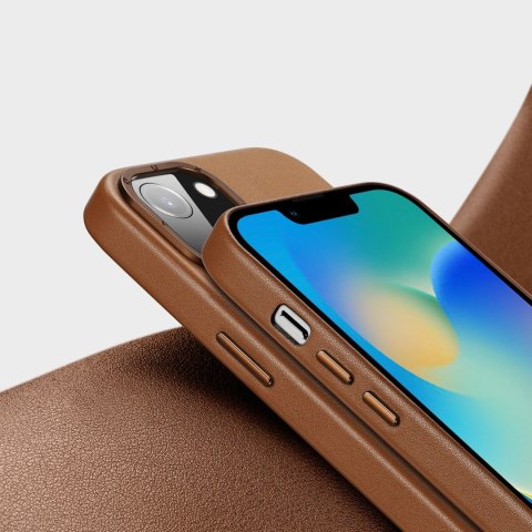 Dux Ducis Grit skórzane etui do iPhone 14 elegancki pokrowiec ze sztucznej skóry (kompatybilne z MagSafe) brązowy Dux Ducis Grit skórzane etui do iPhone 14 elegancki pokrowiec ze sztucznej skóry (kompatybilne z MagSafe) brązowy